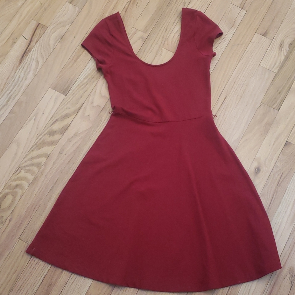 Red scoop neck dress